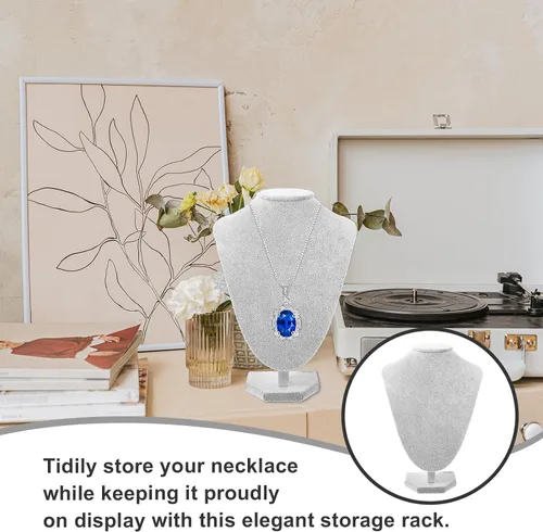 Vista 5 de VICASKY Jewelry Display Stand Necklace Bust Mannequin Model 25x18cm Frosted Velvet Necklace Holder Jewelry Showcase Rack for Pendant Organization