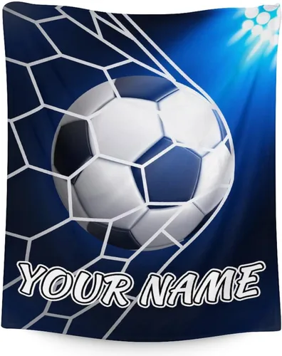 Vista 17 de Manta de fútbol para niños y niñas, tamaño regazo de 30 x 40 pulgadas, manta suave y acogedora, regalo para equipo de fútbol, manta deportiva azul