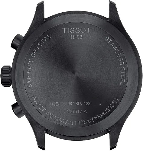 Vista 3 de Tissot Chrono XL Vintage 316L - Reloj de cuarzo suizo con revestimiento de PVD negro cuero 22 T1166173605202 Negro - Reloj de cuarzo