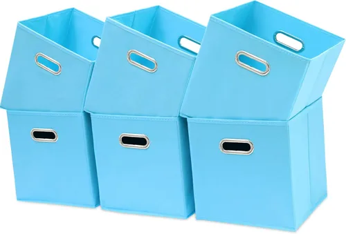 Vista 34 de Contenedores de almacenamiento de tela negra, 13 x 13 x 13 pulgadas, cajas de almacenamiento plegables con doble asa, caja organizadora de tela