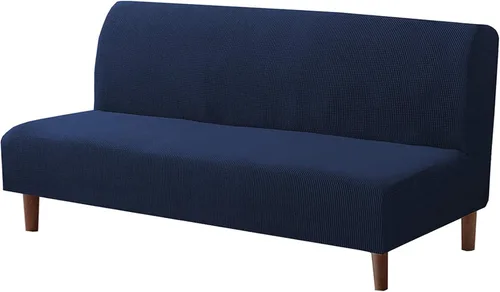 Vista 9 de Funda elástica para sofá de futón sin brazos, fundas de sofá y cama de forro polar a cuadros, fundas protectoras lavables para muebles con parte
