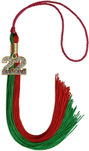 Vista 222 de Endea Graduation Borla de doble color con dije dorado (negro/oro brillante, 2022)