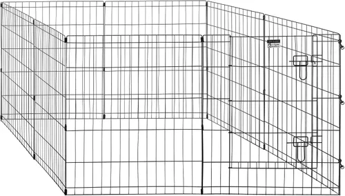 Vista 4 de Pet Trex 8 Panel Pen Ejercicio Parque de juegos para perros con panel y puerta, Negro