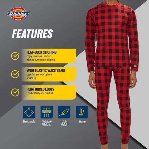 Vista 5 de Dickies Conjunto de ropa interior térmica Long Johns para hombre, 2 piezas de capa base para clima frío para hombre