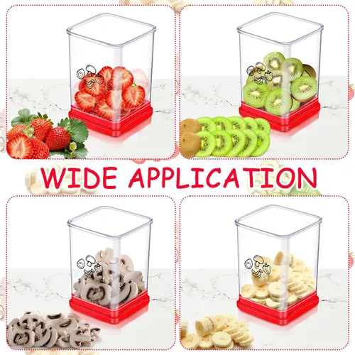 Vista 5 de Ponpon Rebanador de frutas, rebanador de tazas de acero inoxidable, cortador de verduras para huevos de plátano y fresa, ensalada de preparación