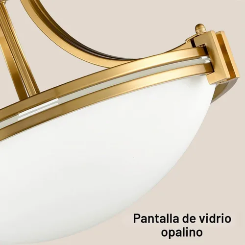 Vista 6 de SAMTEEN Moderna lámpara de techo semiempotrada de latón con 3 luces de mediados de siglo, luz de montaje empotrado dorada de vidrio de leche