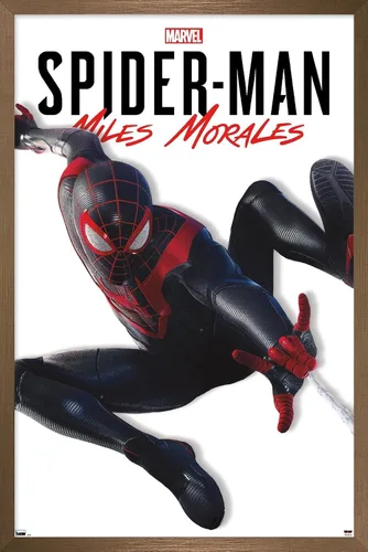 Vista 16 de Trends International Marvel Comics - Póster de pared de la serie Miles Morales, 22.4 pulgadas de largo x 14.7 pulgadas, versión enmarcada de madera