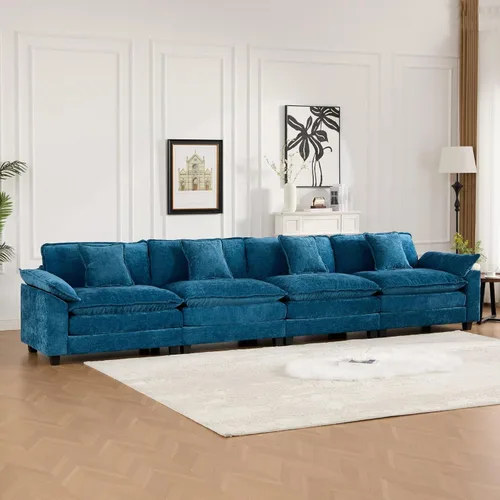 Vista 14 de Modular Sectional Couches Sofa, 4-Seat Cloud Couch with Double Layer Upholstered Seat Cushion, Breathable Chenille Fabric, for Living Room Bedroom