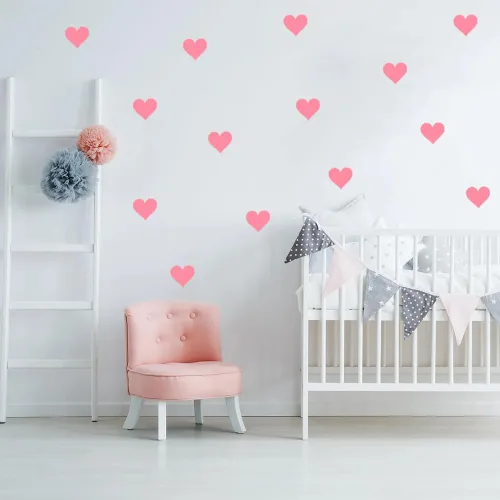Vista 4 de Calcomanías de pared de corazón mate, 120 calcomanías estéticas de corazón de 2 pulgadas para decoración de guardería y habitación de niños
