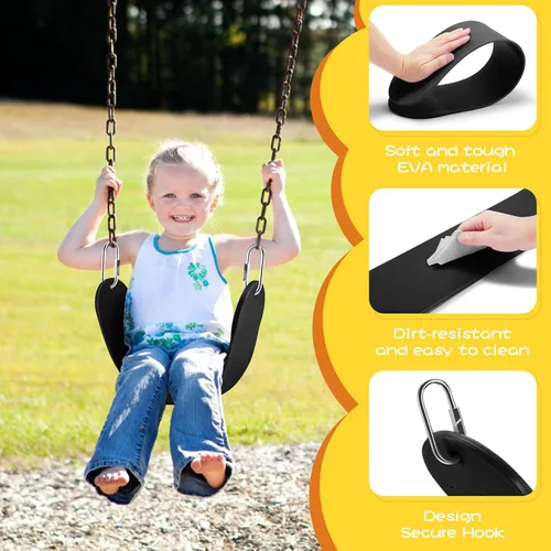 Vista 4 de Asiento de repuesto de asiento de columpio suave de EVA con 2 hebillas de bloqueo, soporta 300 libras, accesorios TreeSwing con ganchos a presión