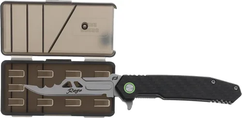 Vista 3 de Schrade Enrage Phantom Cuchillo de hoja reemplazable con mango de fibra de carbono, clip de bolsillo y bloqueo de marco para EDC, transporte diario
