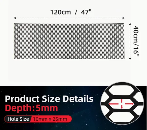 Vista 2 de AggAuto - Malla universal de plástico ABS para automóvil, 47 x 16 pulgadas, hexagonal, inserto para parrilla, parachoques, con orificios tipo panal