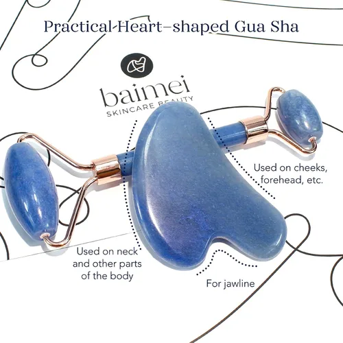 Vista 2 de BAIMEI IcyMe - Rodillo facial de jade y Gua Sha, rodillo de belleza facial, herramientas para el cuidado de la piel, regalo de cuidado personal