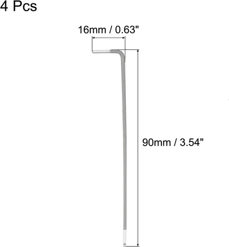 Vista 2 de uxcell Llave hexagonal de extremo de bola de 0.059 in, herramienta de reparación de acero S2 en forma de L brazo largo 4 piezas