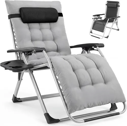 Vista 14 de NEWBULIG Silla de gravedad cero, reclinable plegable para patio con Oscuro