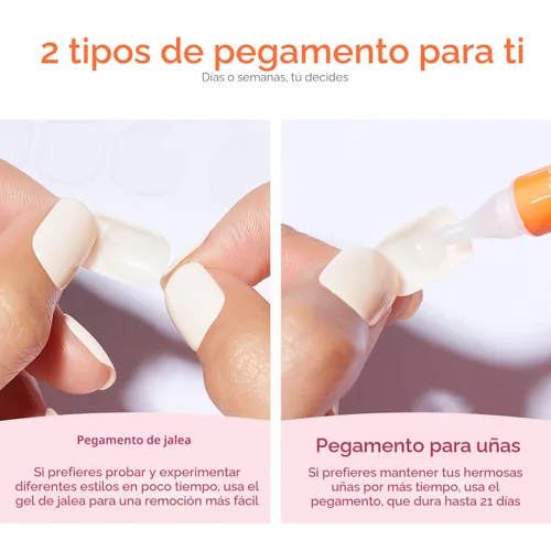 Vista 4 de modelones Uñas cortas a presión, kit de uñas postizas ovaladas