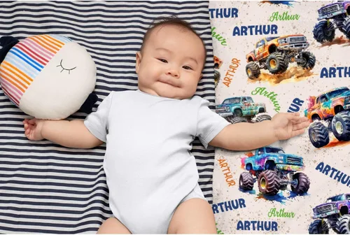 Vista 148 de Manta de bebé con texto en inglés «Just A Boy Who Loves Trucks» para niños y niñas, manta súper suave para envolver al recién nacido, acogedora