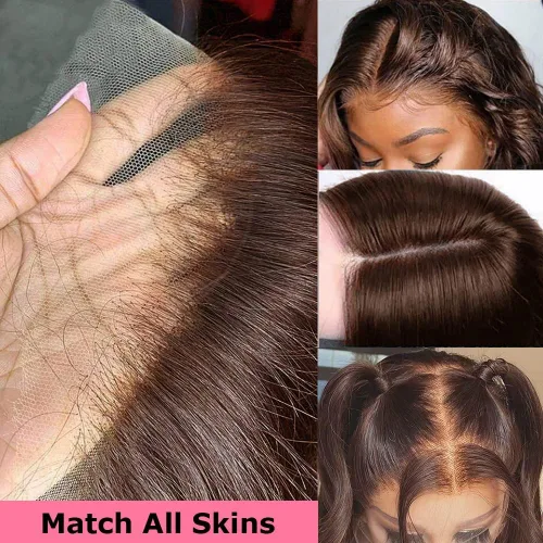 Vista 3 de ghotool Pelucas de cabello humano ondulado con encaje frontal de 13 x 6 pulgadas, densidad 200, pelucas de cabello humano HD transparente de 13 x 6