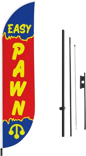 Vista 108 de DreamController - Bandera de plumas de alteraciones (11.5 pies x 2.5 pies) por DreamController para negocios al aire libre con poste adicional