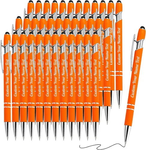 Vista 25 de 12 unidades de bolígrafos personalizados a granel con nombre grabado gratis, bolígrafos de bola personalizados con lápiz óptico, mensaje de texto