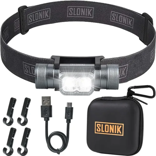 Vista 9 de SLONIK - Linterna frontal recargable ultrabrillante de 500 lúmenes - Luz impermeable IPX8 para correr al aire libre, equipo de senderismo Negro Gen 3