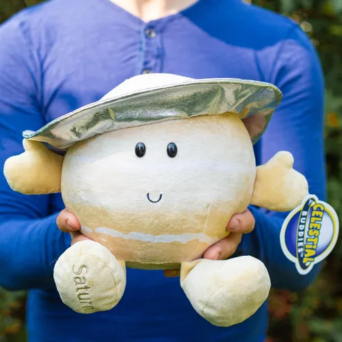Vista 5 de Celestial Buddies Saturn Buddy Peluche suave de 10 pulgadas, características bordadas, etiqueta de datos divertidos de planetas para niños