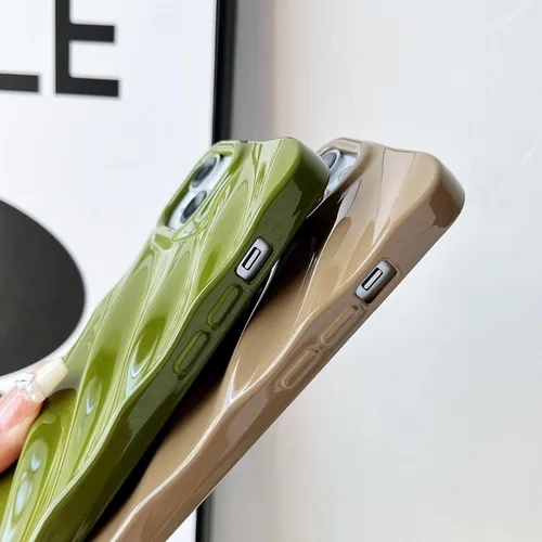 Vista 4 de Caseative Funda para iPhone 11 Pro Max, funda de teléfono con forma de onda con patrón de ondulación de agua (blanca)