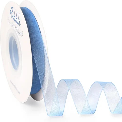 Vista 21 de Ribbli Cinta de organza azul aguamarina, 1 pulgada x 50 yardas, cinta transparente azul para envolver regalos, envoltura de galletas, decoración