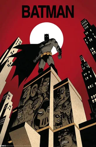 Vista 10 de Batman - Póster de cómic (rascacielos y villanos) (tamaño: 24" x 36") (póster laminado)