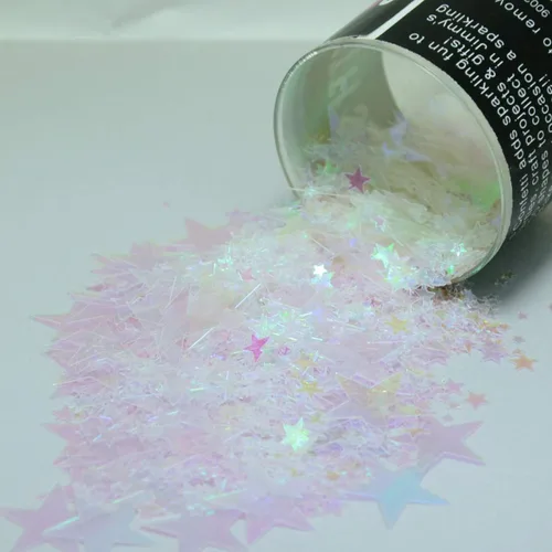 Vista 5 de Confetti Mix - Galaxy Stars Silver - 2 bolsas de media onza (1 oz) #8909 Q01 plateado