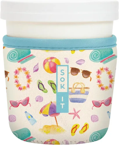 Vista 129 de Sok It IceCreamSok - Funda de neopreno aislada (flores abstractas, pintas de helado cónicas)