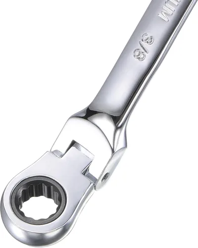 Vista 4 de uxcell Llave combinada de trinquete de cabeza flexible de 3/8 pulgadas SAE 72 dientes de 12 puntos de trinquete de caja de herramientas de llave