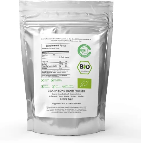 Vista 2 de Polvo de Gelatina de Caldo de Huesos - Tipo Gelificante - Proteína Pura Orgánica 100g