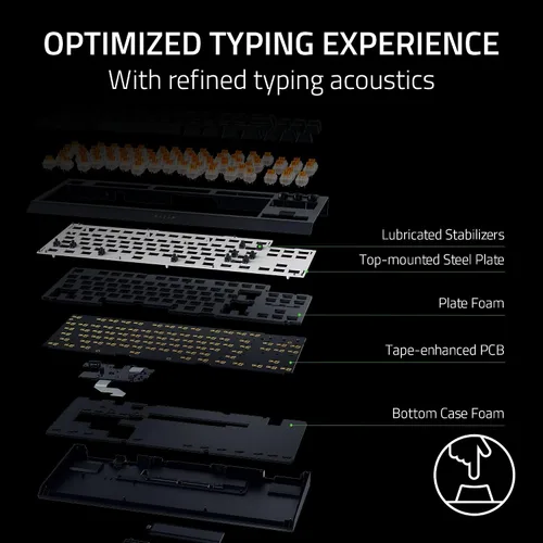 Vista 4 de Razer BlackWidow V4 TKL HyperSpeed Wireless Hot Swappable Gaming Keyboard: Orange Tactile Switches - Wireless & Bluetooth - Multi-Function Roller &