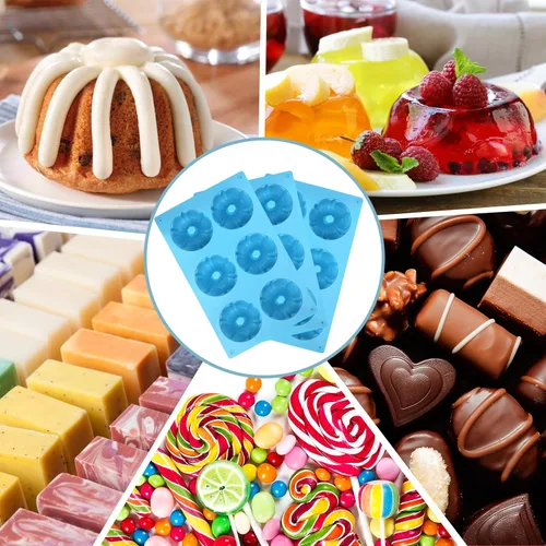 Vista 7 de Palksky Mini tubo estriado de silicona 6-cavidad (3PCS), multi-cavidad pequeña pastel hornear pan, mini moldes para chocoflan