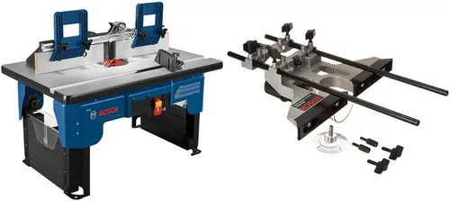 Vista 2 de BOSCH RA1141 Mesa de enrutador portátil de sobremesa y RBS006 Juego de brocas de enrutador multiusos con punta de carburo de 1/4 pulgadas, 6 piezas