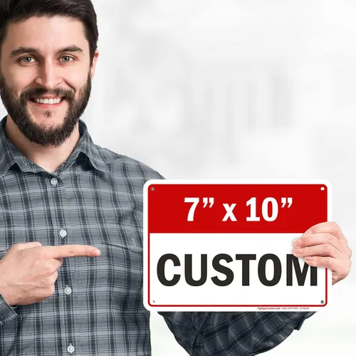 Vista 3 de Cartel personalizado, cartel personalizado para negocios, uso en interiores/exteriores. 7x10 pulgadas, aluminio 0.040 libre de óxido, resistente a