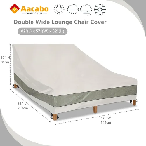 Vista 2 de Funda doble para tumbona impermeable, resistente de 82 pulgadas, doble ancho, para patio, sillón, color beige