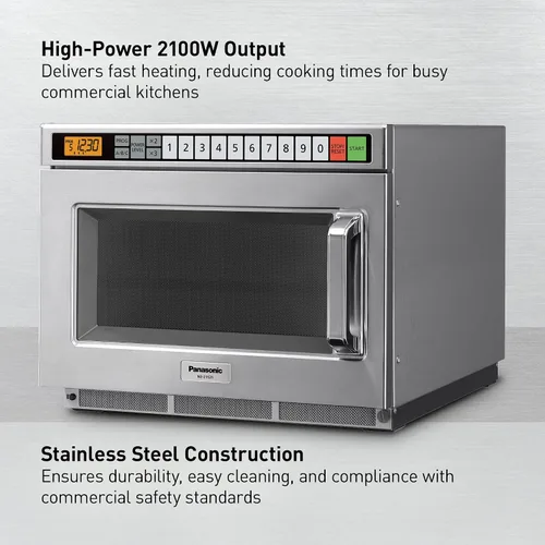 Vista 4 de Panasonic PRO1 - Horno de microondas comercial, resistente, 0.6 pies cúbicos de 2100 W, cocina de 5 etapas, pantalla LCD, acero inoxidable