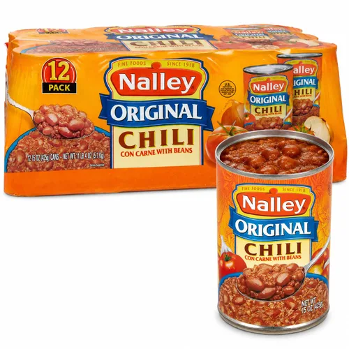 Vista 4 de Nalley Original Chili Con Carne con frijoles, latas de 14 onzas (paquete de 3 de 8)