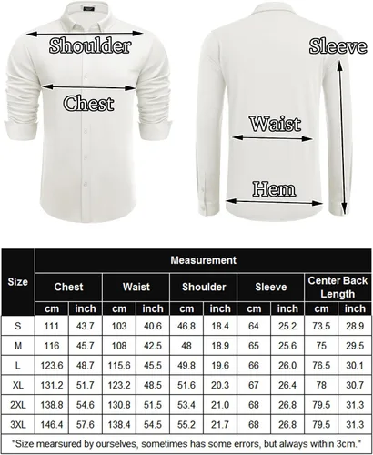 Vista 6 de COOFANDY Camisas de vestir casuales con botones y manga larga para hombre
