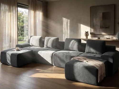 Vista 48 de Sofá de nube de gran tamaño en forma de U de 122 pulgadas, cómodos sofás modulares sin hueso para sala de estar, sofá modular con respaldo alto