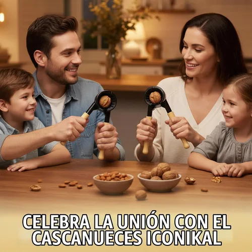 Vista 7 de Iconikal Cascanueces de cuerpo metálico resistente con mango de madera, negro y arce - fácil cascanueces para nueces, almendras, pecanas