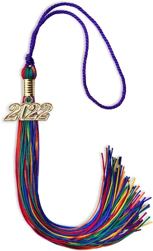 Vista 47 de Endea Graduation Borla mixta de triple color con gota de fecha dorada (negro/dorado/blanco, 2021)