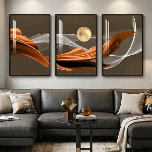 Vista 19 de Juego de arte moderno enmarcado de 3 piezas, arte abstracto de líneas geométricas en blanco y negro, pinturas artísticas de lujo contemporáneas