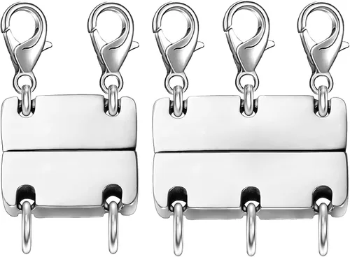Vista 10 de Kcctoo Collar con cierre de capas, separadores de joyas, oro y plata, cierre magnético de collar múltiple para mujer con aspecto en capas