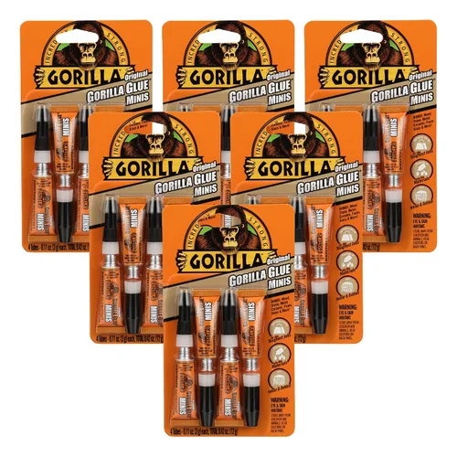 Vista 8 de Gorilla, pegamento Gorilla original, marrón, pegamento poliuretano impermeable, cuatro tubos de 0.11 onzas (paquete de 1) - se expande