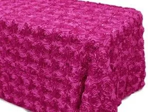 Vista 5 de Runner Linen Factory - Mantel rectangular de satén 3D con roseta grandiosa para decoración de bodas, fiestas y eventos de Runner Linen Factory Rosa