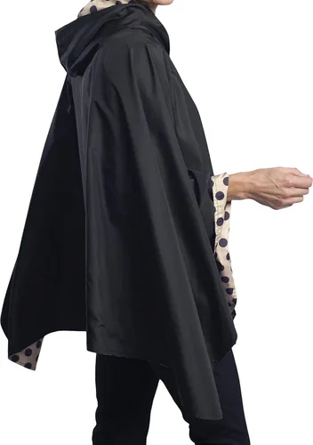 Vista 5 de RainCaper Capa de lluvia para mujer, chaqueta tipo poncho con capucha, reversible, hermosa, ultra suave