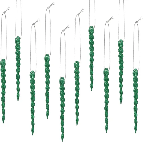 Vista 54 de 30 piezas de carámbanos de plástico trenzados para árbol de Navidad; adornos colgantes para árbol de Navidad, fiesta de Navidad, boda, fiesta